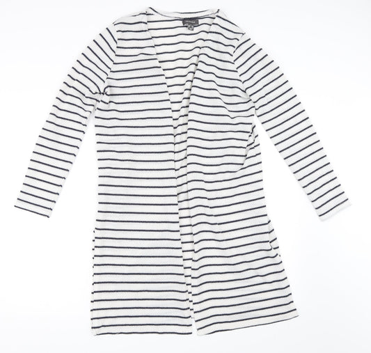 Primark Womens White Striped Cardigan Jumper Size S