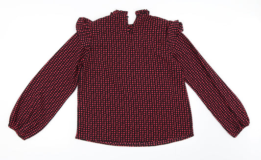 New Look Womens Black Polka Dot Basic Blouse Size 10