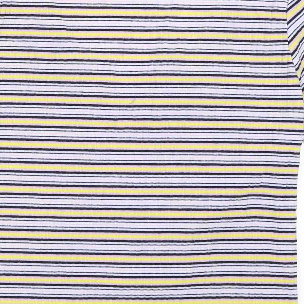 Primark Womens Purple Striped Basic T-Shirt Size 14