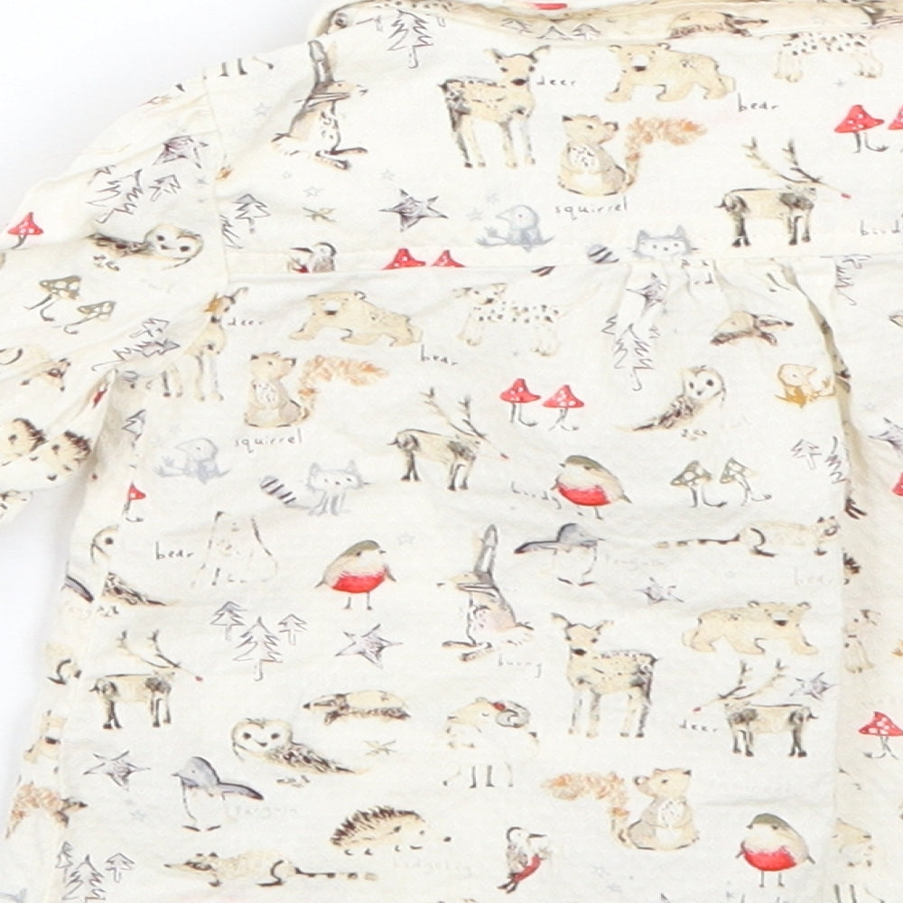 Next Girls Beige Animal Print Basic Button-Up Size 9-12 Months