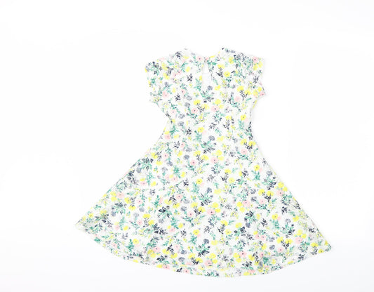 Primark Womens White Floral Fit & Flare Size 6