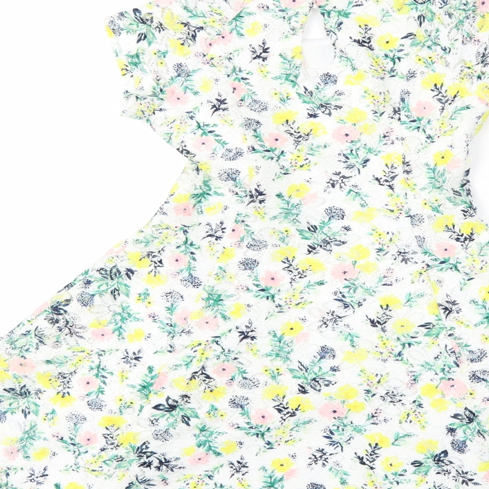 Primark Womens White Floral Fit & Flare Size 6