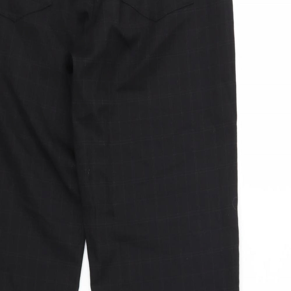 NEXT Mens Black Check Trousers Size 34 in L28 in