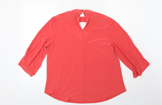 George Womens Orange Basic Blouse Size 14