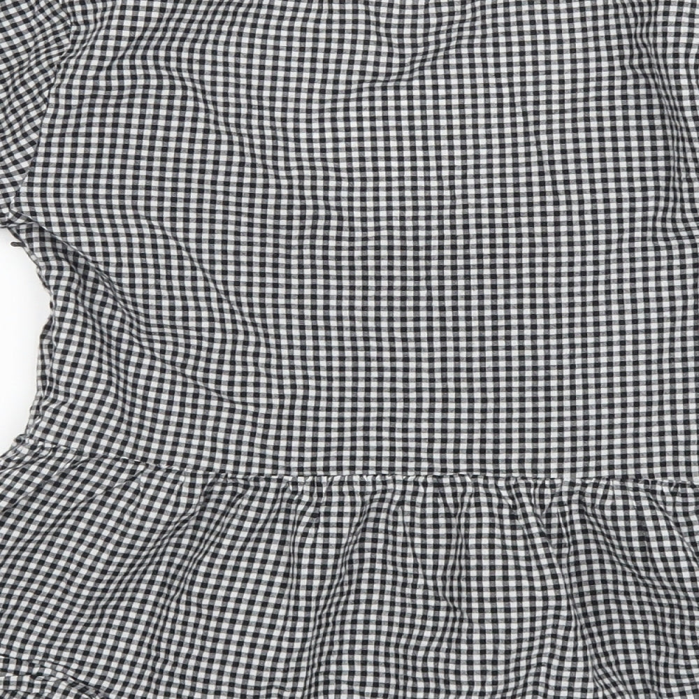 Miss Selfridge Womens Black Check Basic T-Shirt Size 8