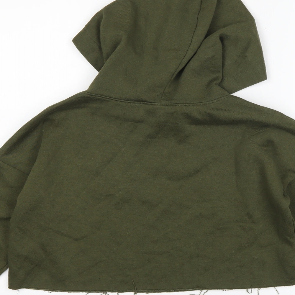 New Look Girls Green Floral Pullover Hoodie Size 10-11 Years - cropped