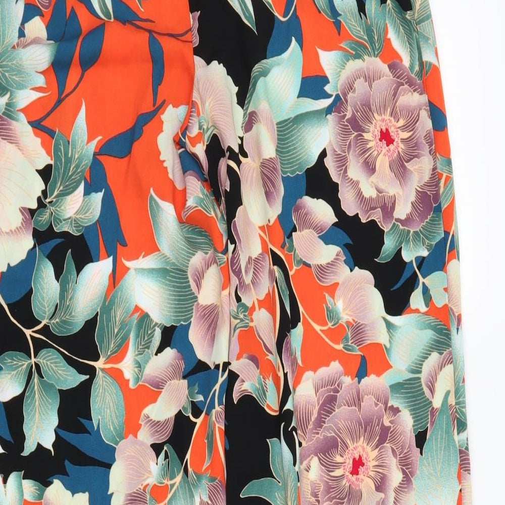 George Womens Orange Floral Trousers Size 8 L28 in