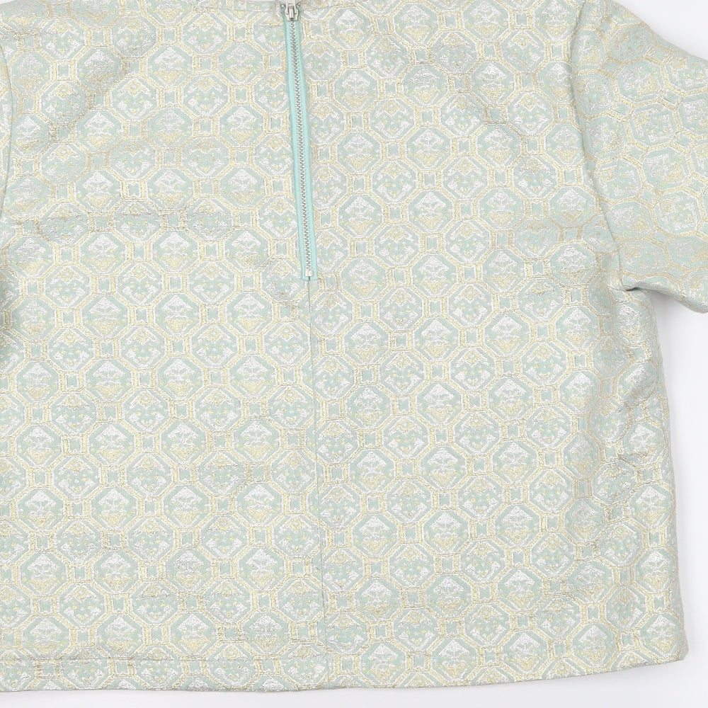 Womens UK Size 12 Miss Selfridge Green Cropped T-Shirt