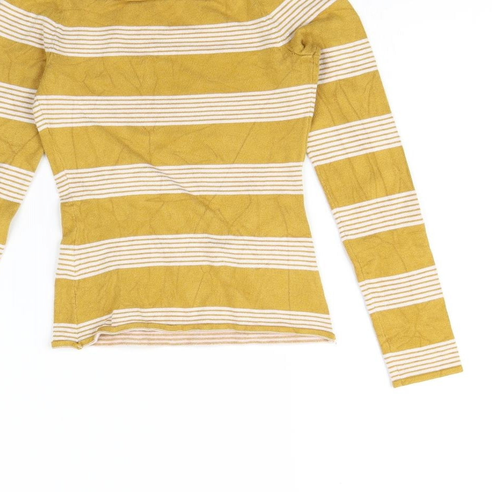 H&M Womens Yellow Striped  Pullover Sweatshirt Size XS