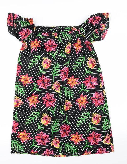 Primark Womens Black Floral Fit & Flare Size 8