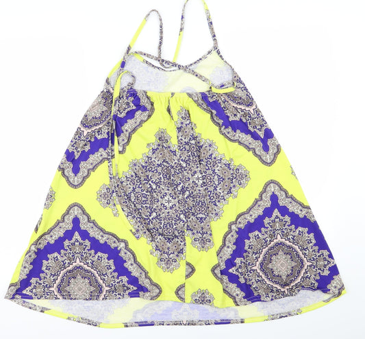 Boohoo Womens Yellow Argyle/Diamond Fit & Flare Size 6