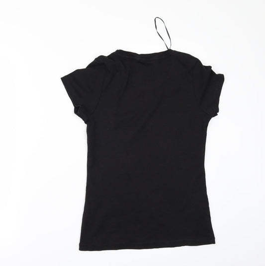 TU Womens Black Basic T-Shirt Size 8