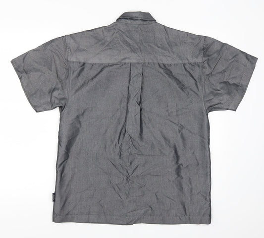 Mens UK Size S Easy Grey Button-Up Short Sleeve Casual Shirt
