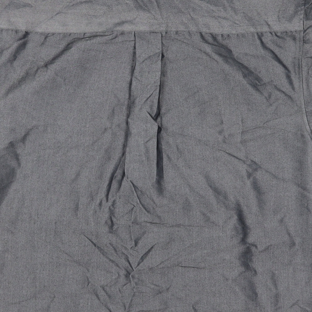 Mens UK Size S Easy Grey Button-Up Short Sleeve Casual Shirt