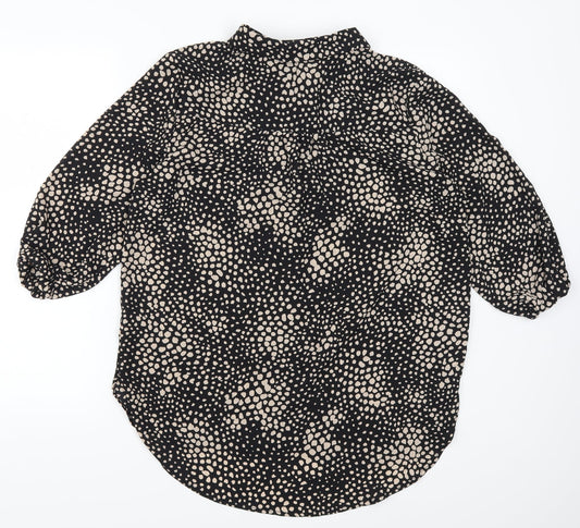 F&F Womens Black Geometric Basic Button-Up Size 14 - Beige Spots