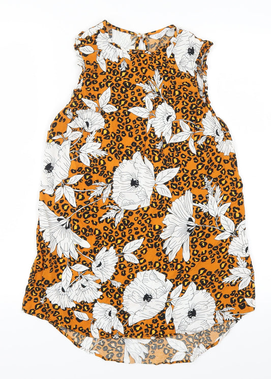 Papaya Womens Orange Animal Print Basic Tank Size 8 - Floral