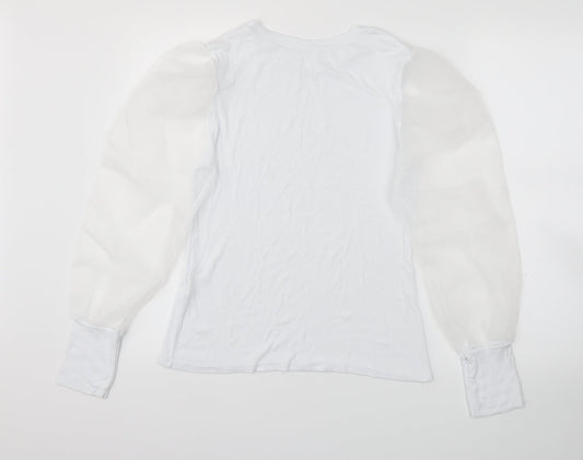 Womens UK Size L Preworn White Basic T-Shirt