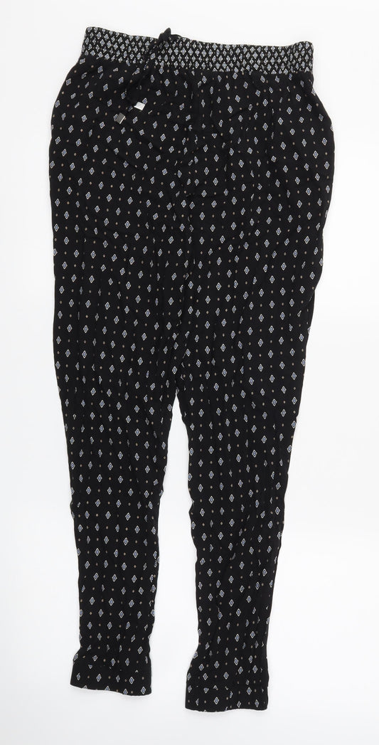 New Look Womens Black Argyle/Diamond Jogger Trousers Size 10 L27 in - Stretch waistband
