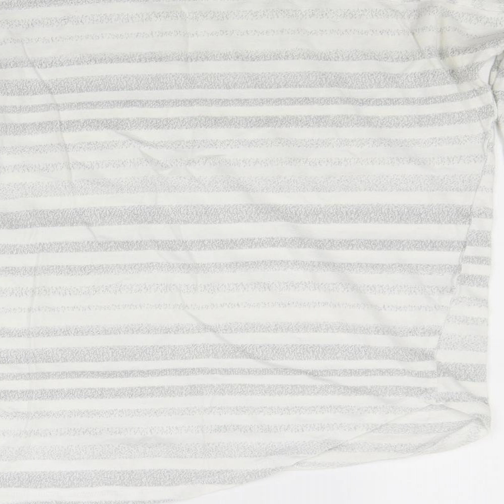 Next Womens White Striped Knit Pullover Jumper Size 8