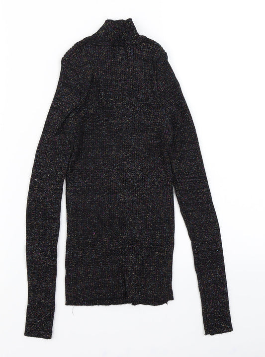 Wild Flower Womens Black Pullover Jumper Size M - Ribbed