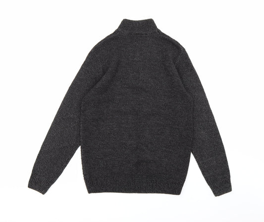 Easy Mens Grey Knit Pullover Jumper Size S