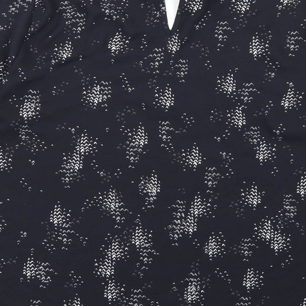 Matalan Womens Black Geometric Chiffon Basic Blouse Size 8