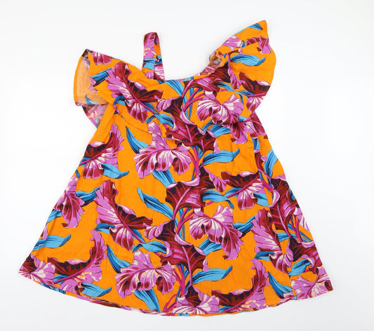 ASOS Womens Orange Floral A-Line Size 8