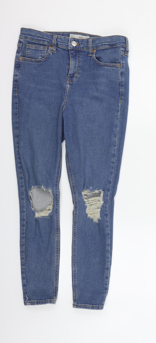 Womens UK Size M Topshop Regular Fit Straight Blue Jeans