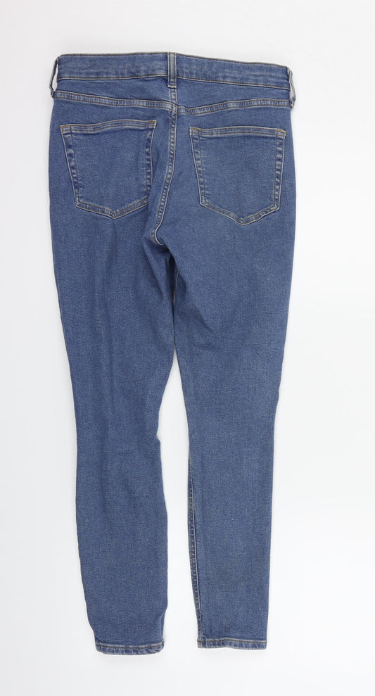 Topshop Womens Blue Straight Jeans Size M L30 in