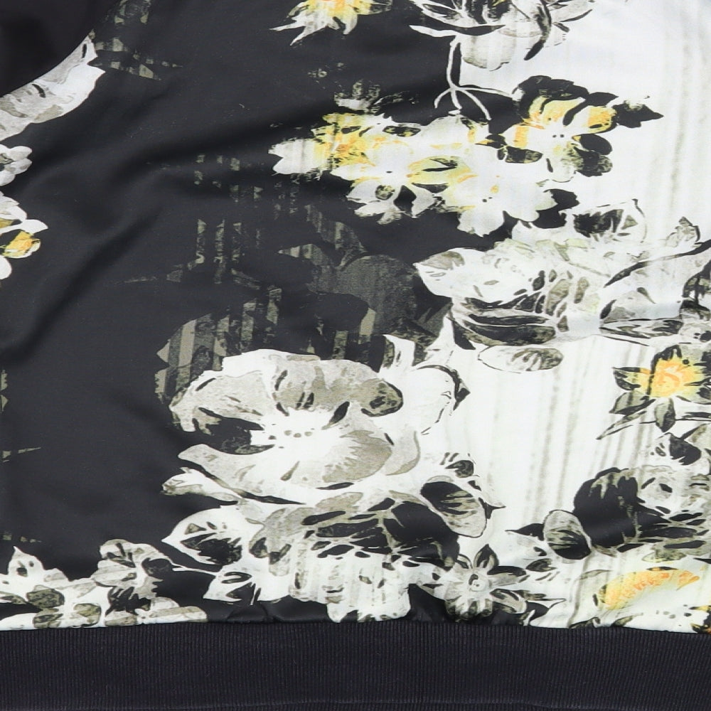 Girls On Film Womens Black Floral Jersey Pullover Sweatshirt Size 8