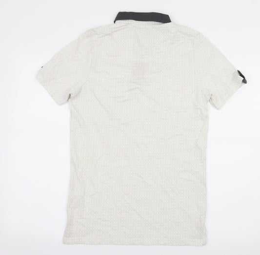 EN:TT Mens Grey Geometric Jersey Polo Size S