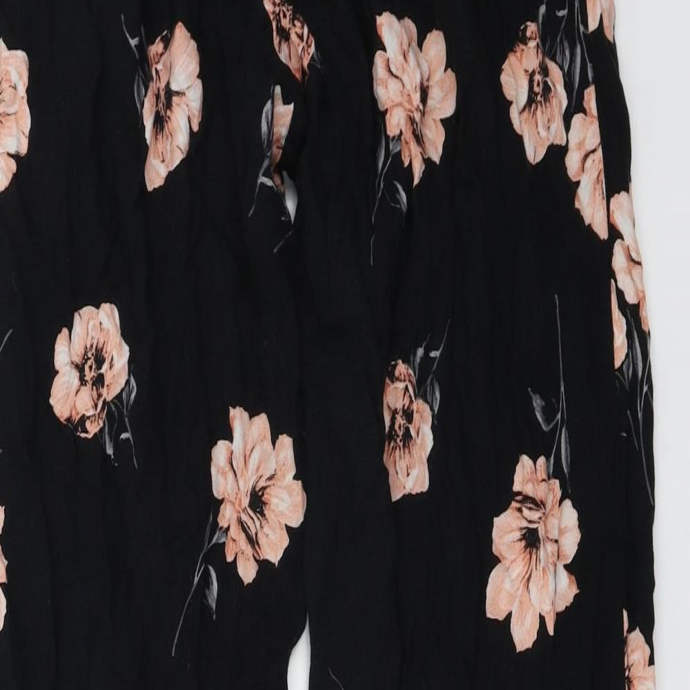 F&F Womens Black Floral Trousers Size 8 L24 in