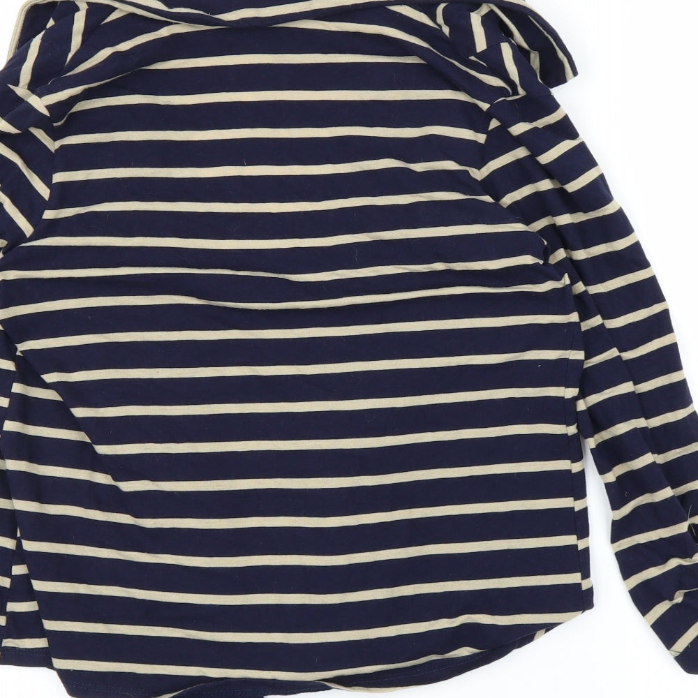 Olivia Moon Womens Blue Striped Cardigan Jumper Size L