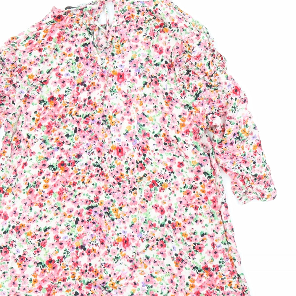 Papaya Womens Pink Floral Basic Blouse Size 10