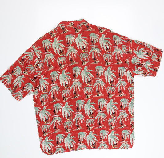 RADIO Mens Red Floral Button-Up