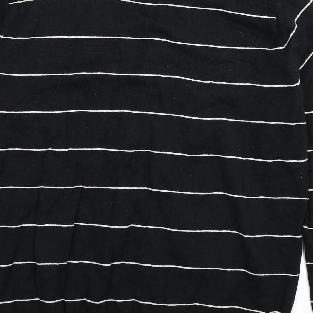 Brave Soul Mens Black Striped Knit Pullover Jumper Size XL