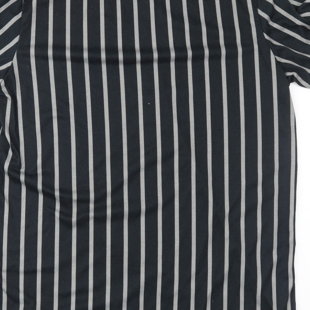 Slick Lane Mens Black Striped T-Shirt Size S