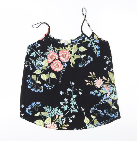 Womens UK Size 8 Papaya Black Camisole Blouse