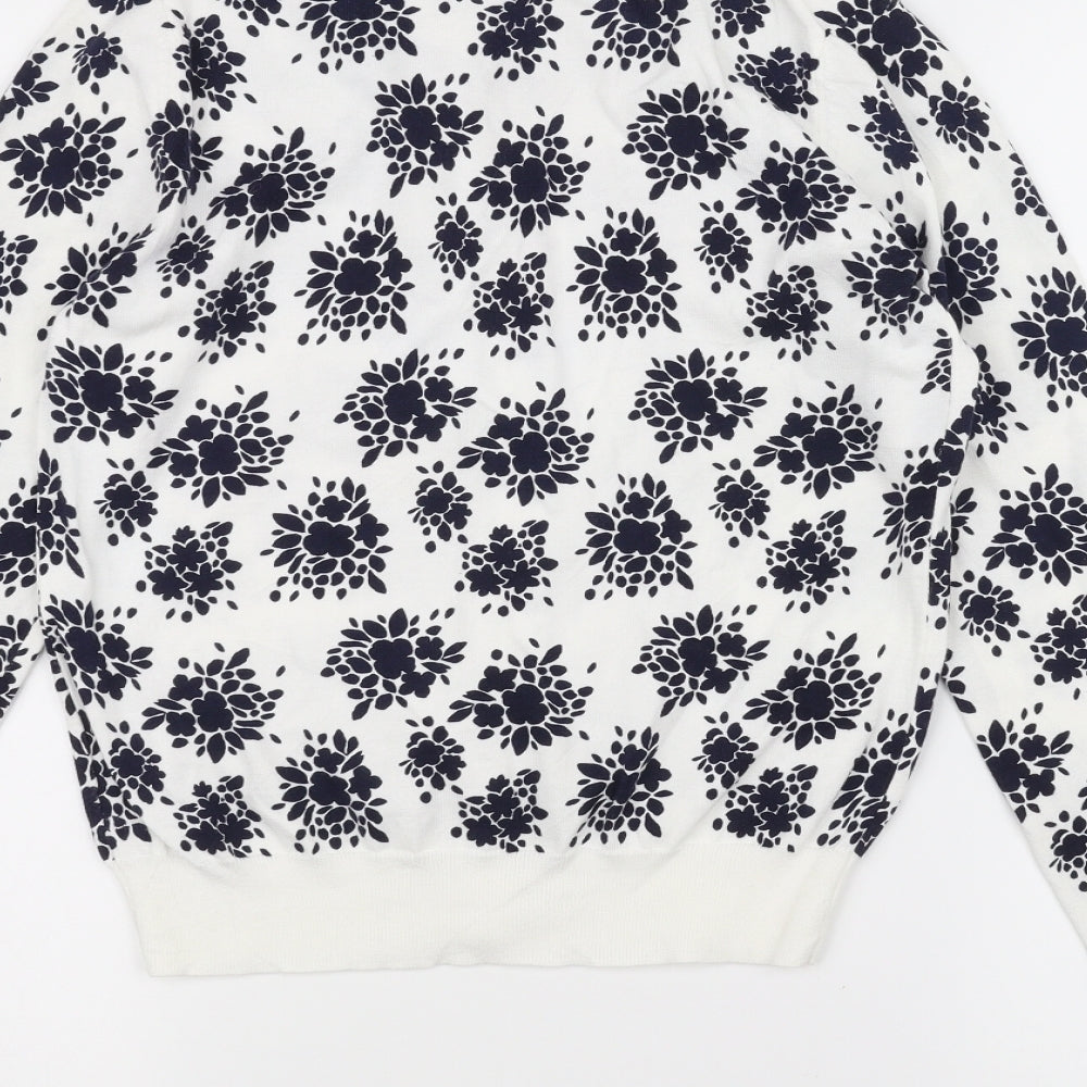 uni Womens White Floral Cardigan Jumper Size XS
