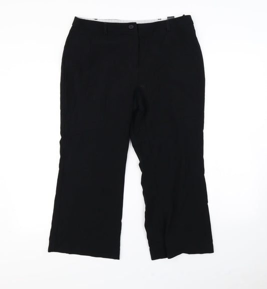 Womens UK Size 14 m&S Regular Fit Dress Pants Black Trousers
