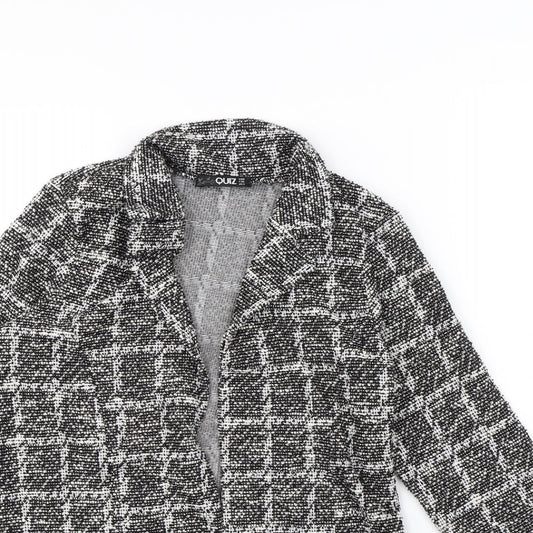 Quiz Womens Black Plaid Jacket Size 8