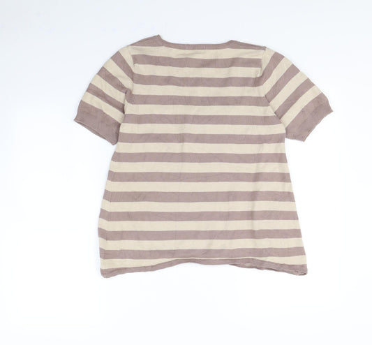 TU Womens Beige Striped Pullover Jumper Size 12