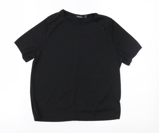 Womens UK Size 4 Boohoo Black Basic T-Shirt