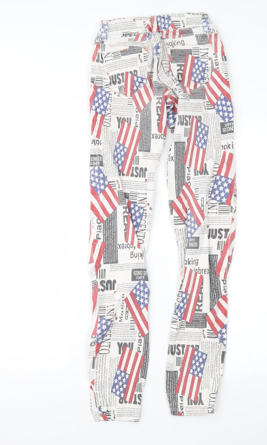 Womens UK Size 6 Toxik3 Regular Fit Skinny White Jeans