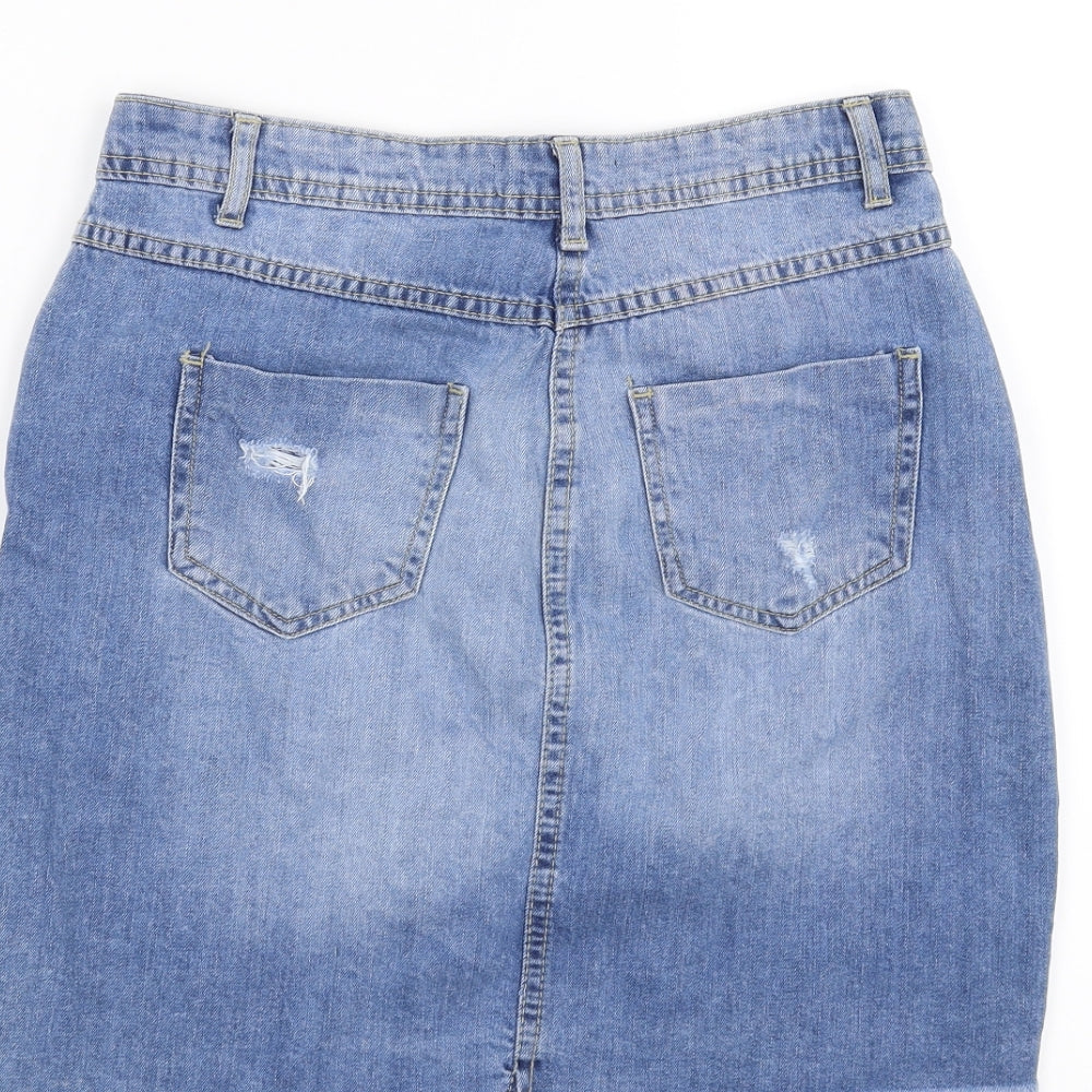 PARISIAN SIGNATURE Womens Blue  Denim Straight & Pencil Skirt Size 8  - distressed