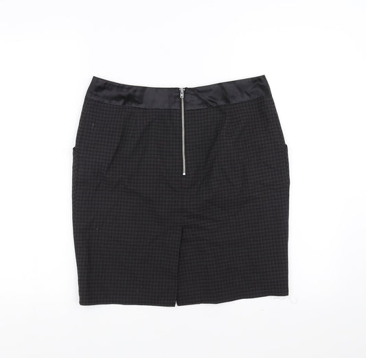 NEXT Womens Black Check  Straight & Pencil Skirt Size 10