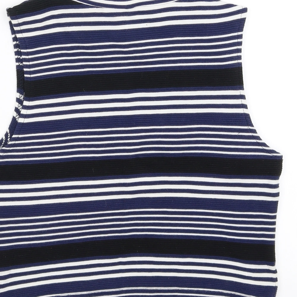Divided by H&M Womens Blue Striped Basic Tank Size M
