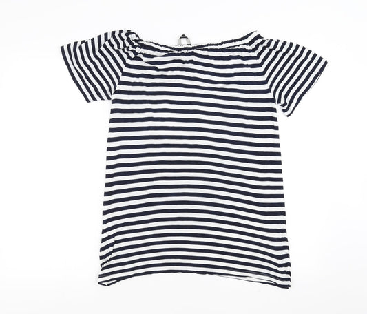 George Womens Blue Striped Basic Blouse Size 12