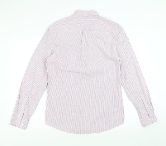 Mens UK Size S Marks and Spencer Pink Button-Up Long Sleeve Casual Shirt
