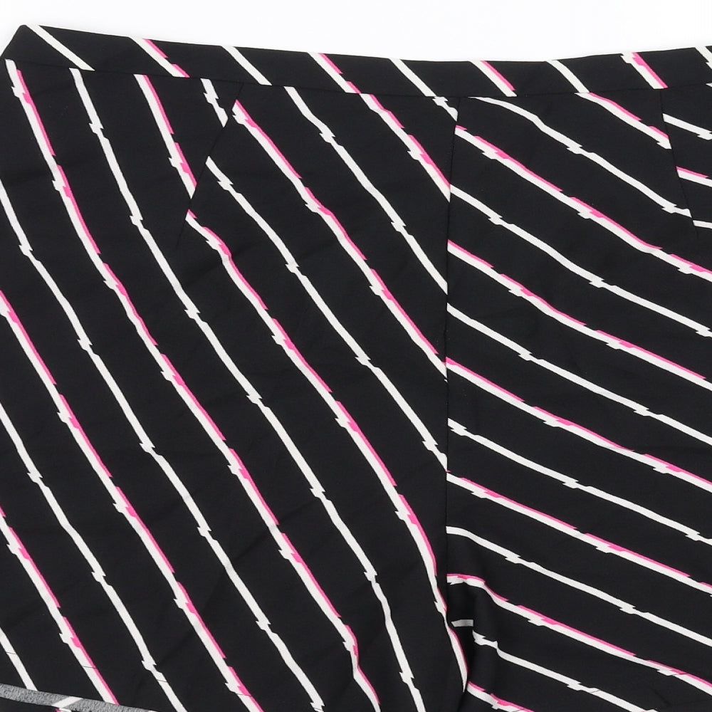 F&F Womens Black Striped  Hot Pants Shorts Size 18